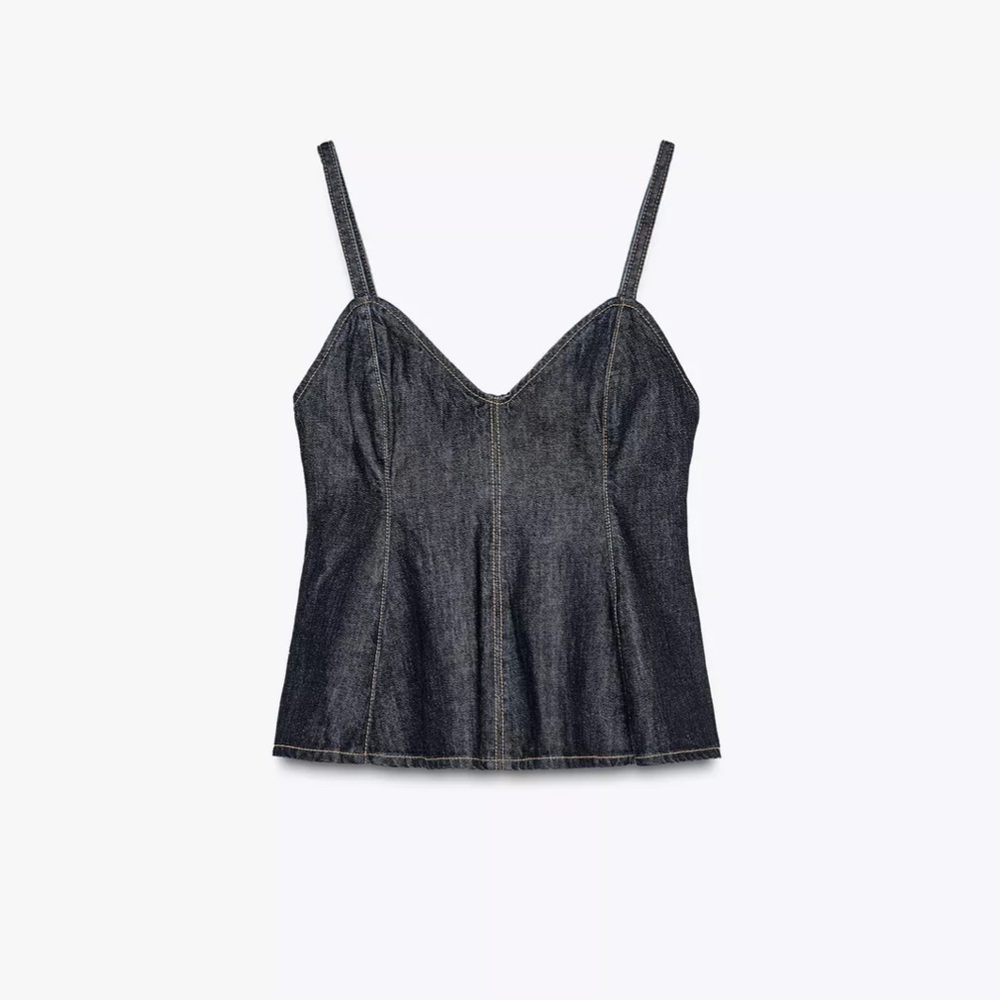 DENIM GODET TOP